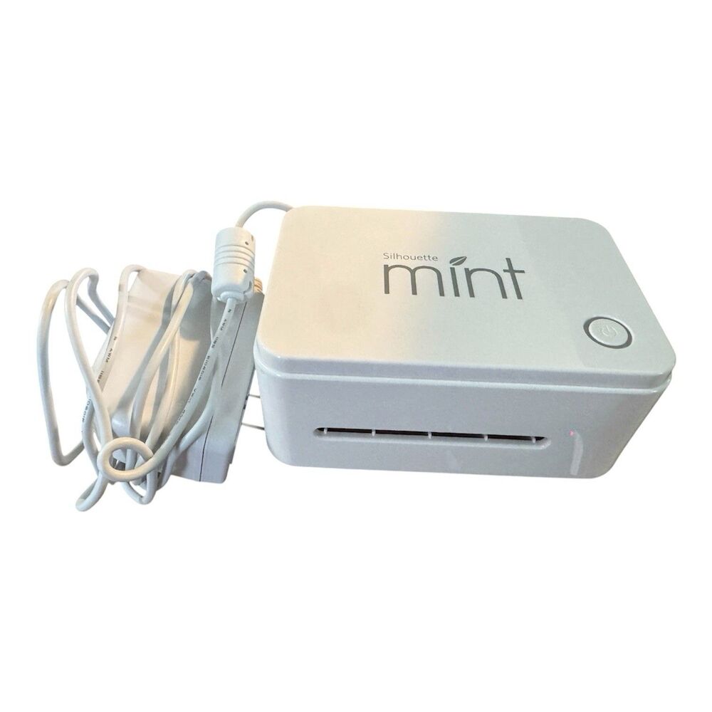 Silhouette Mint Custom Stamp Maker Mini Printer Portable White w/ Power Adapter